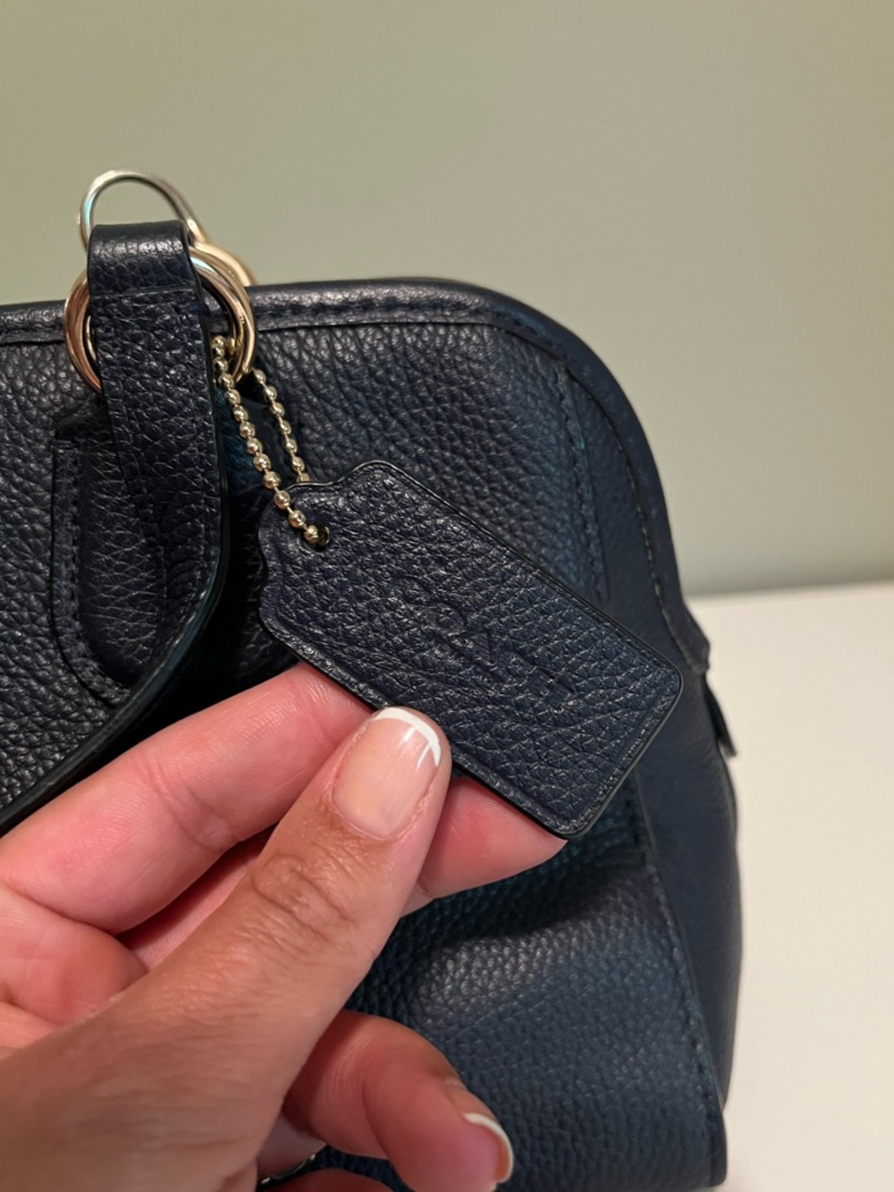 Coach Navy Pebbled Leather Dome Satchel with Gold Hardware - Picture 6 of 12